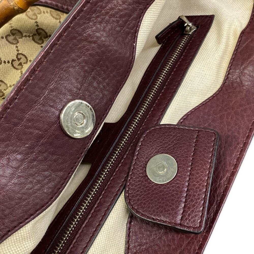 Gucci GG/Bamboo Tote Bag 246860 Beige Dark Brown Bordeaux Jacquard Leather - Picture 11 of 15